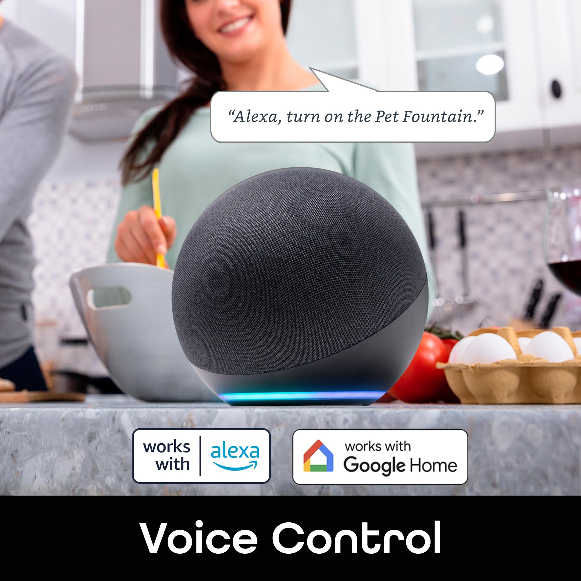 Geeni PetConnect 2.6L Smart Pet Water Fountain, Automatic Filtered Water Bowl for Cats and Dogs, Wi-Fi Controlled, Alexa & Google Home Compatible, Clean and Fill Alerts, White - Image 4