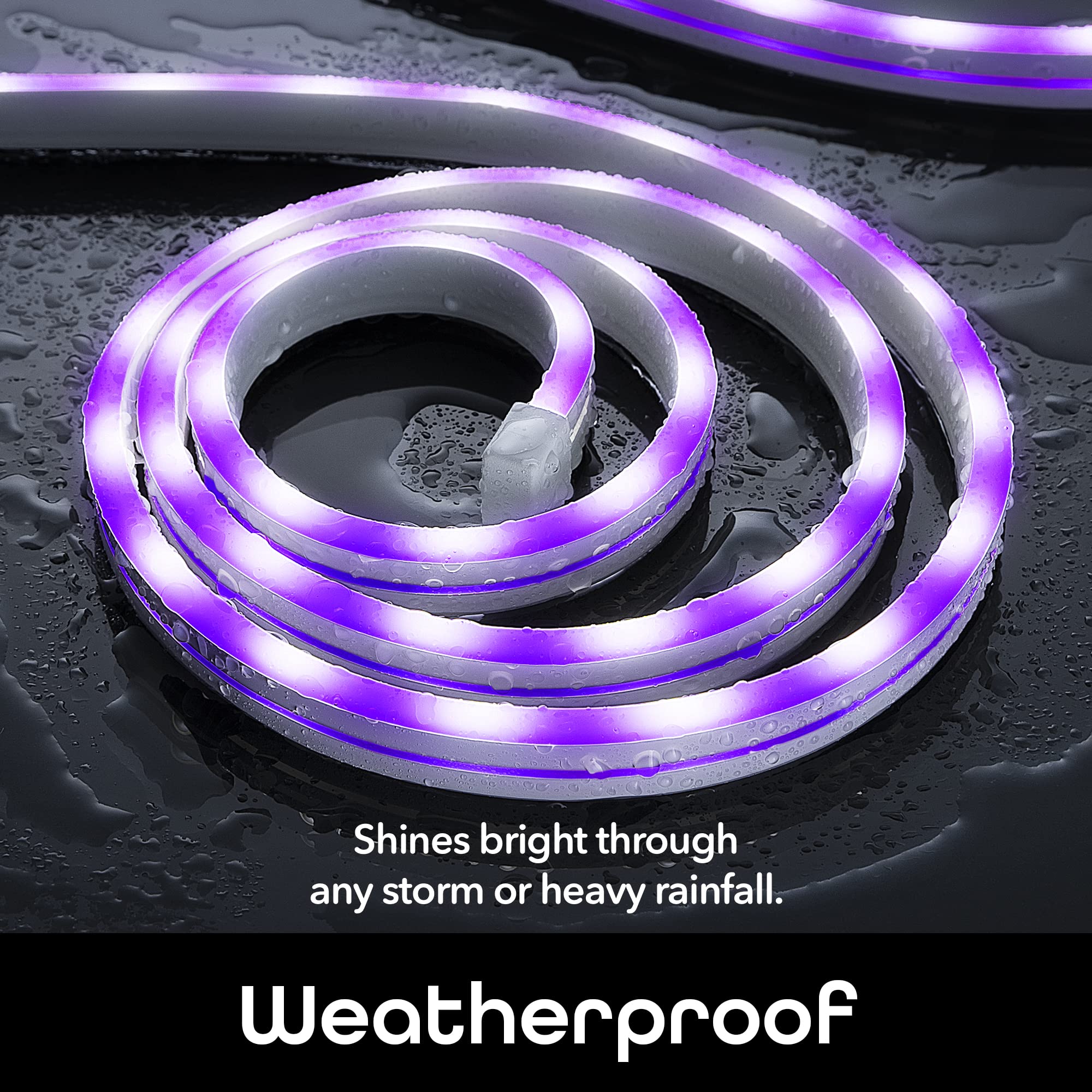Geeni Prisma Neoflex Smart WiFi LED Strip Lights, Waterproof Color Changing RGB Silicone LED Light Strips for Bedroom and Outdoors with App Remote Control, 16.4 ft, White - Image 6