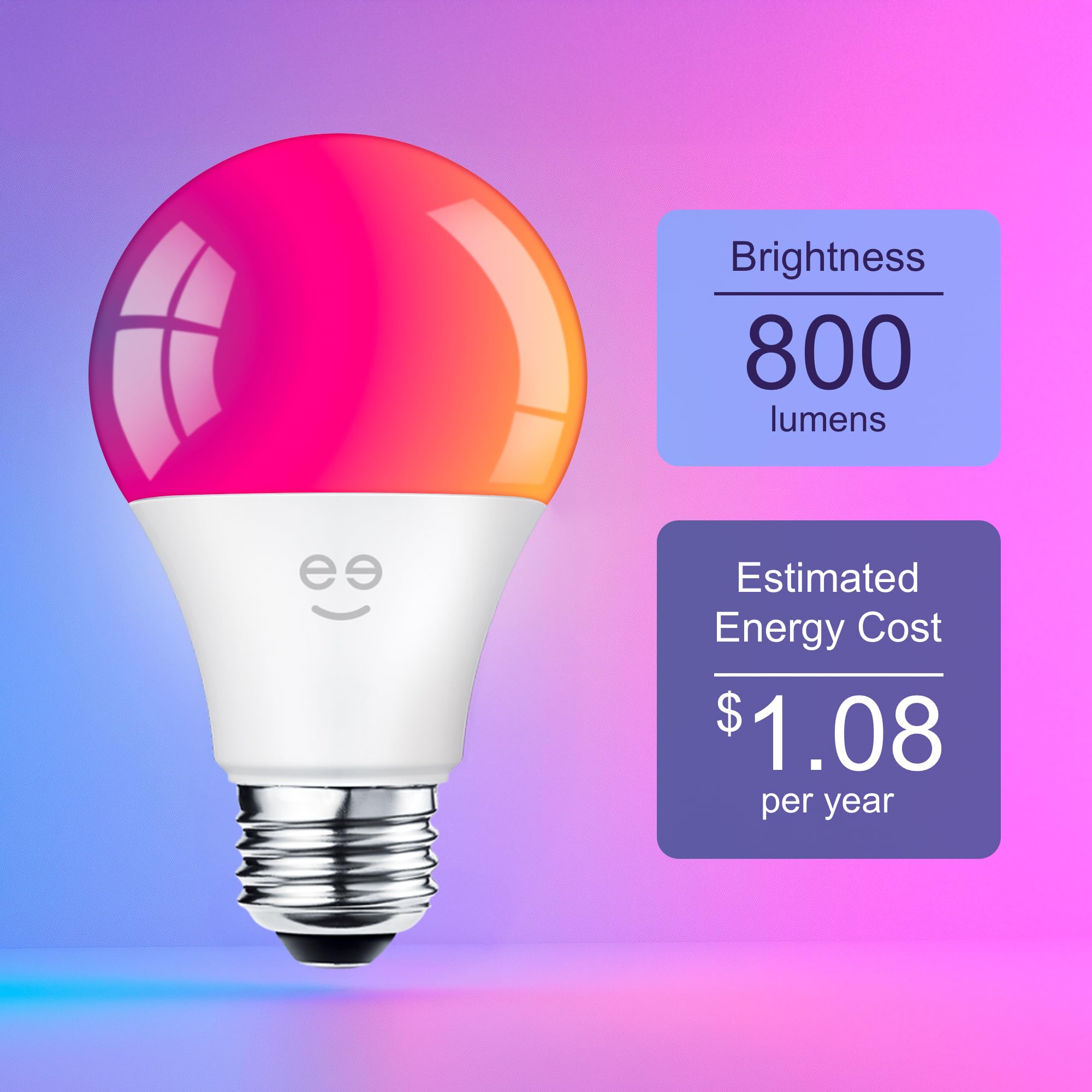 Geeni Prisma Smart Light Bulbs 1-Pack, Color Changing RGBW LED, A19, 800 Lumens, 60W Equivalent, Dimmable, 2700K, Works with Alexa & Google Home - Image 9