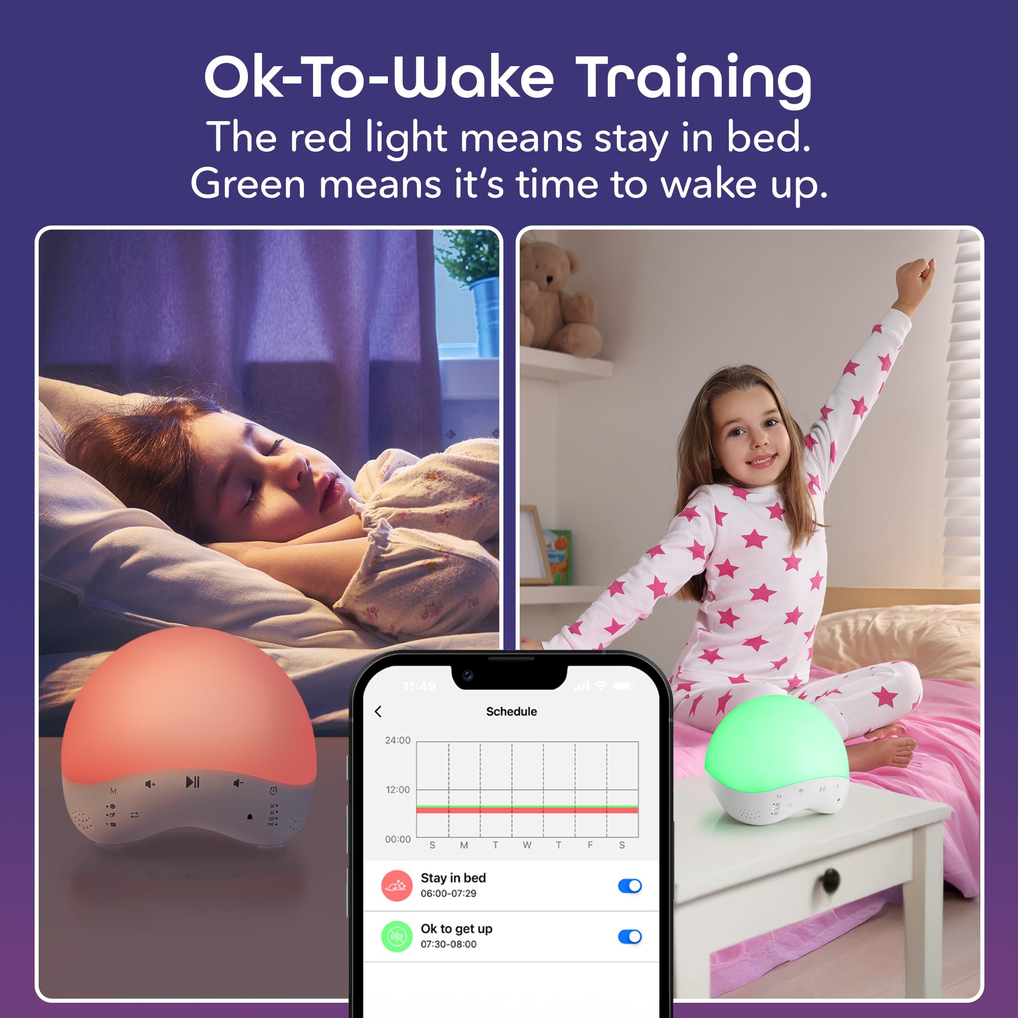 Geeni Rise and Shine Baby White Noise Machine with Night Light, 25 Soothing Sounds, RGB Colors, Customizable Sleep Training - Perfect Sound Machine Night Light for Babies and Toddlers - Image 5