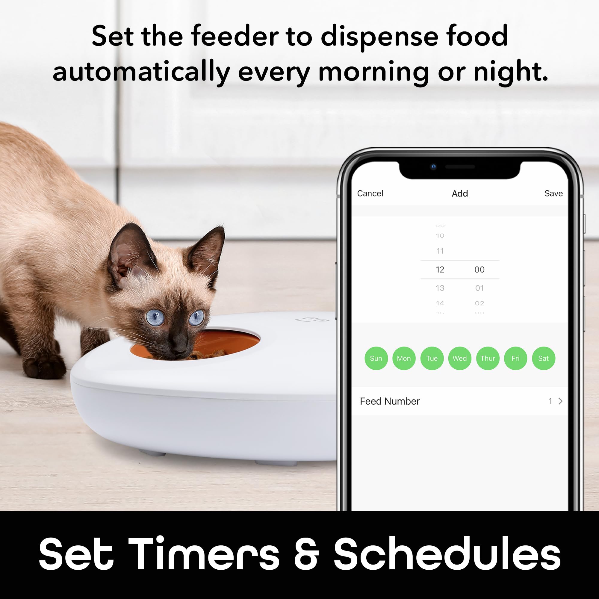 Geeni Smart Pet Feeder for Wet or Dry Food, 5-Meal Automatic Dog and Cat Feeder with Ice Packs, Programmable Timer, Battery Backup, Alexa and Google Home Compatible, White - Image 7