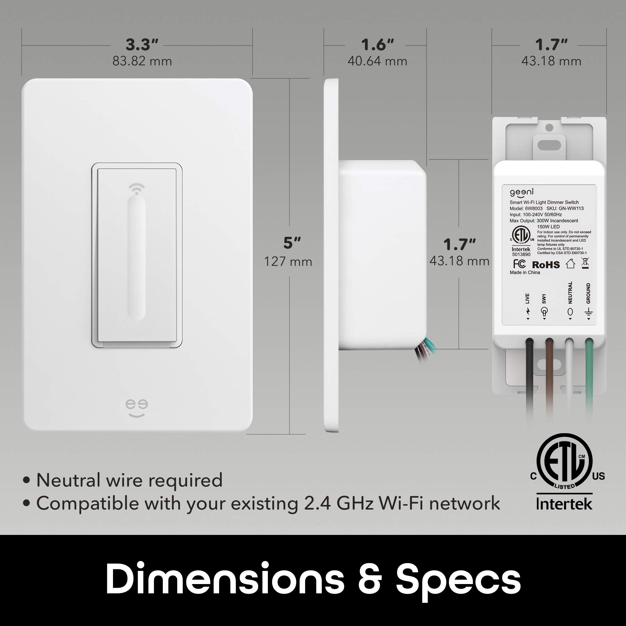 Geeni Smart Wi-Fi Light Switch: No Hub Required, Works with Alexa and Google Assistant - Image 7