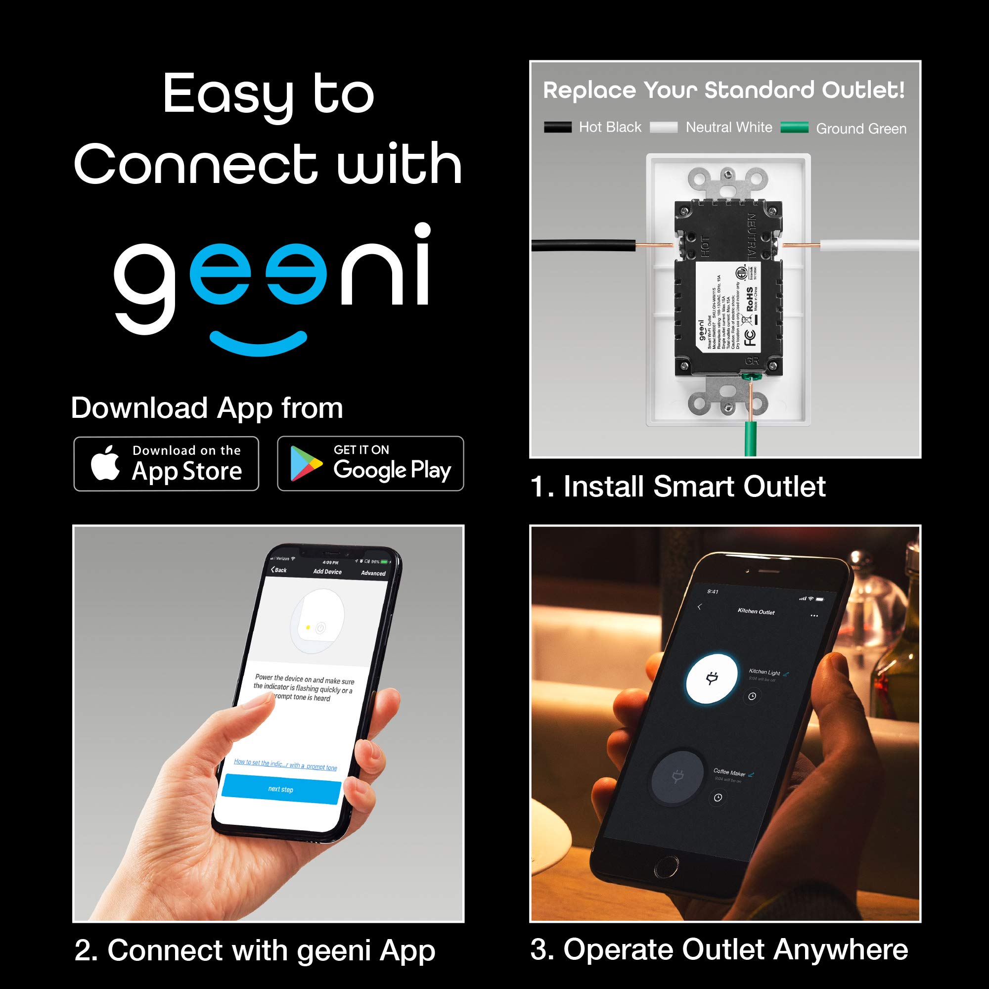 Geeni Smart WiFi in-Wall Outlet, White, 2 Outlets – No Hub Required – Smart Outlet Works with Amazon Alexa, Google Home, Requires 2.4 GHz WiFi - Image 7